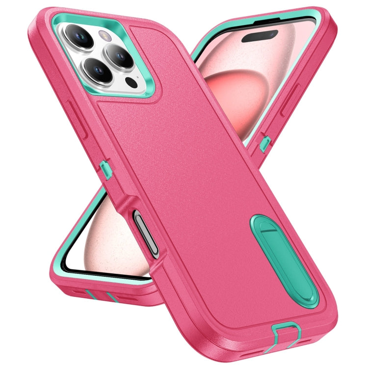 Rugged PC + Silicone Phone Case with Holder, For iPhone 16 Pro, For iPhone 16 Plus