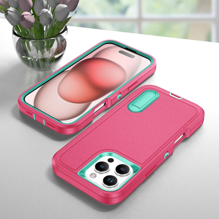 Rugged PC + Silicone Phone Case with Holder, For iPhone 16 Pro, For iPhone 16 Plus