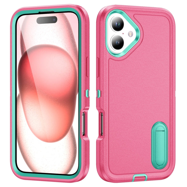 Rugged PC + Silicone Phone Case with Holder, For iPhone 16