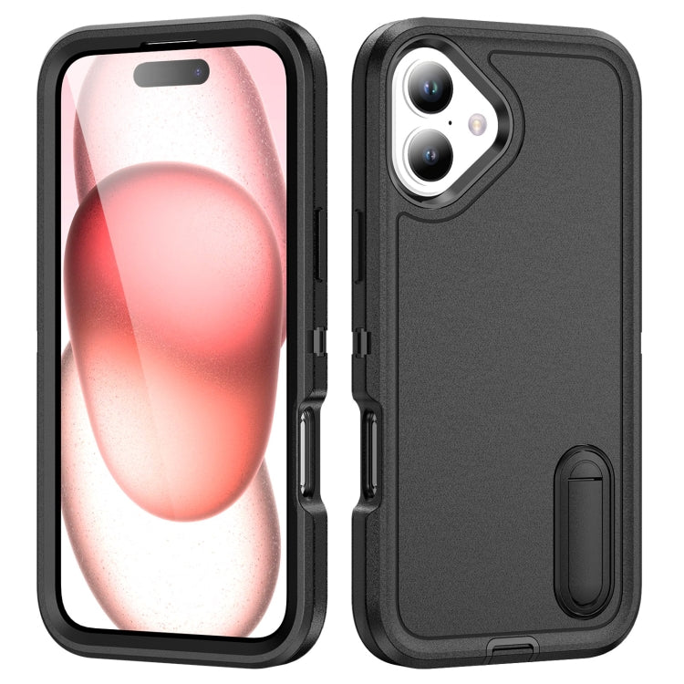 Rugged PC + Silicone Phone Case with Holder, For iPhone 16