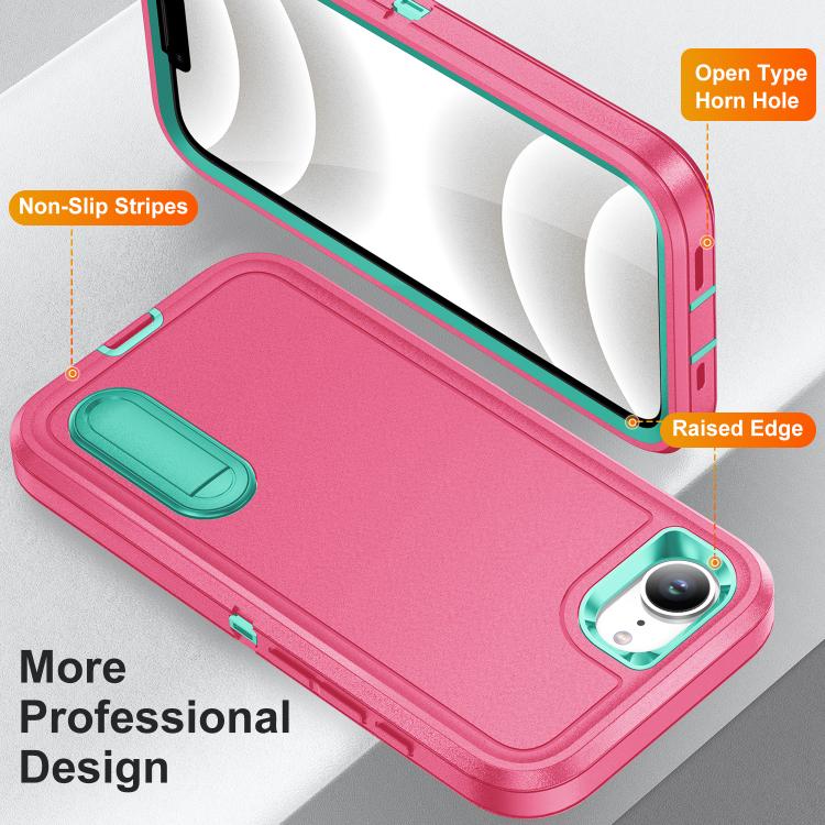 Rugged PC + Silicone Phone Case with Holder, For iPhone 17 Pro, For iPhone 17