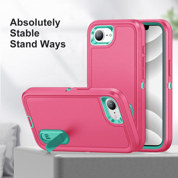 Rugged PC + Silicone Phone Case with Holder, For iPhone 17 Pro, For iPhone 17