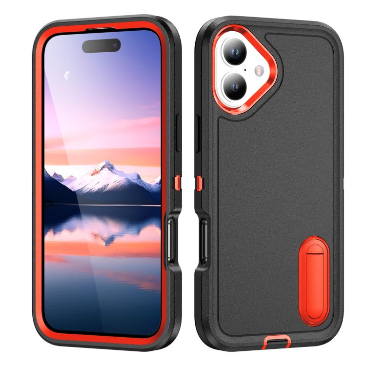Rugged PC + Silicone Phone Case with Holder, For iPhone 17 Pro, For iPhone 17
