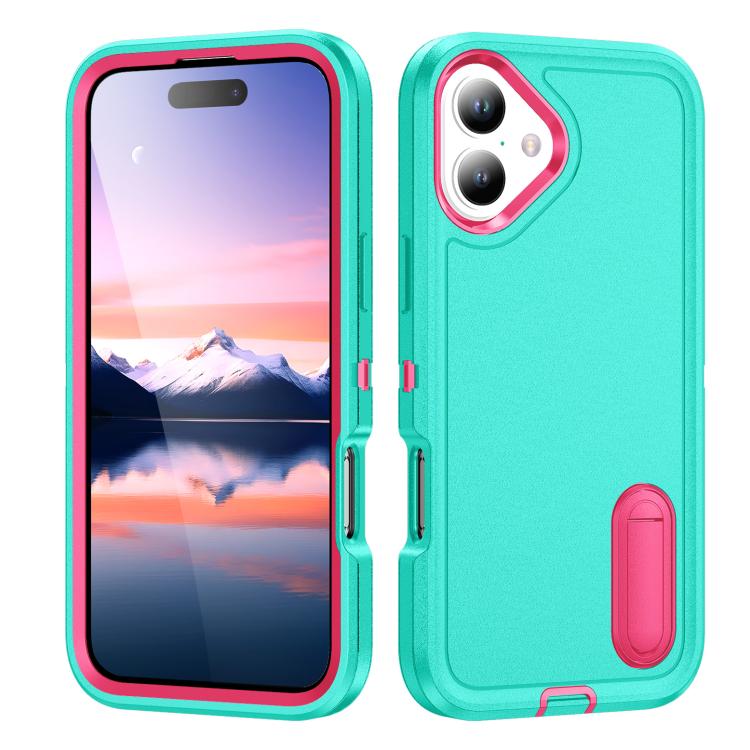 Rugged PC + Silicone Phone Case with Holder, For iPhone 17 Pro, For iPhone 17