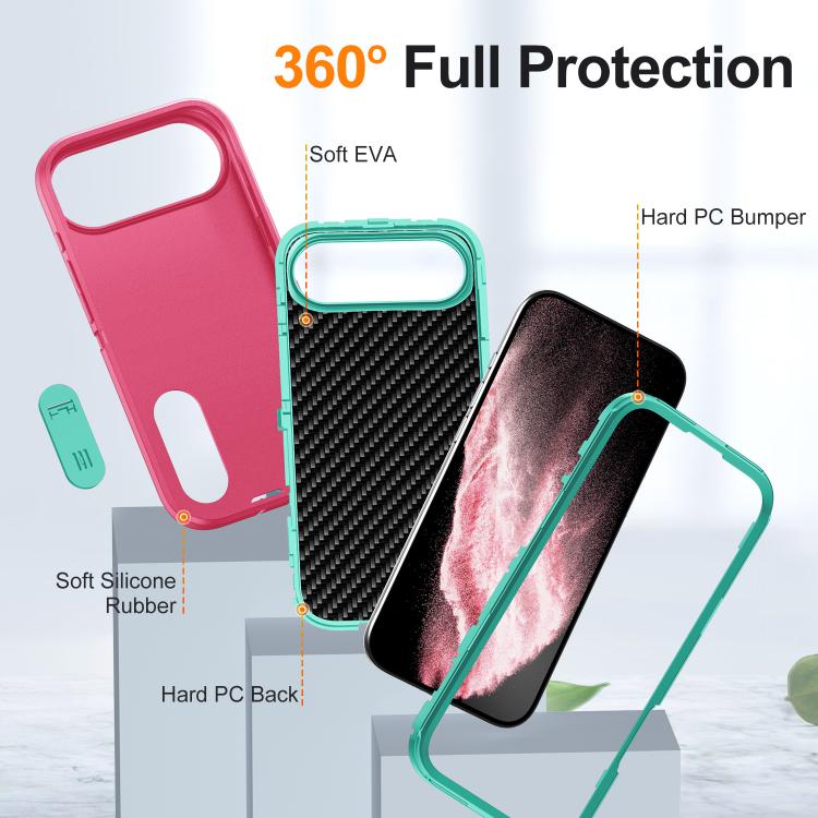 Rugged PC + Silicone Phone Case with Holder, For iPhone 17 Air, For iPhone 16 Pro Max