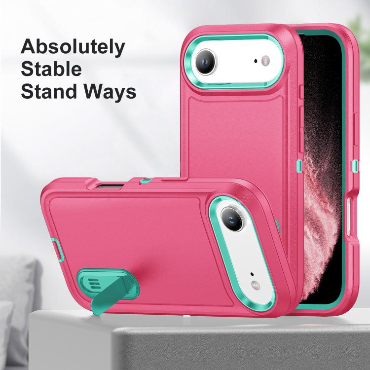 Rugged PC + Silicone Phone Case with Holder, For iPhone 17 Air, For iPhone 16 Pro Max