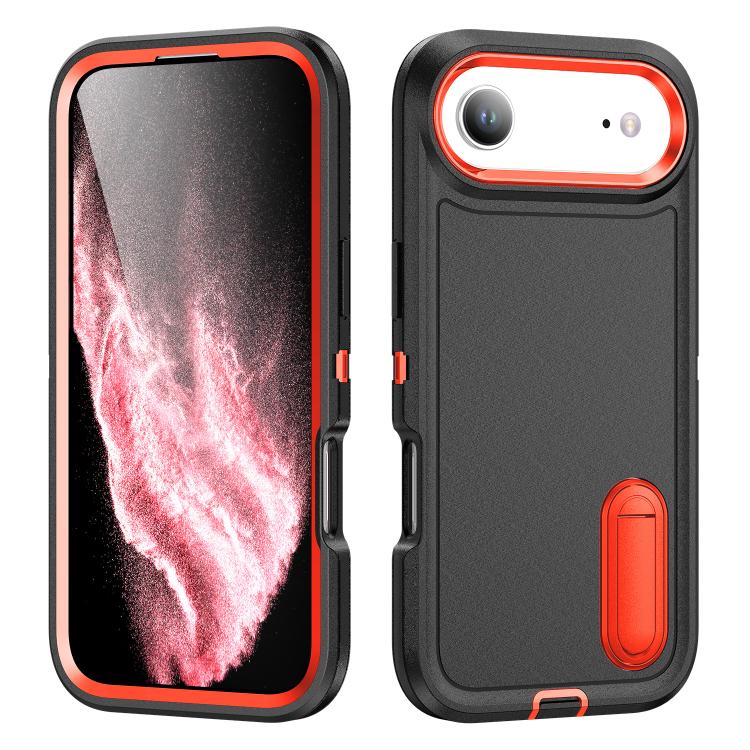 Rugged PC + Silicone Phone Case with Holder, For iPhone 17 Air, For iPhone 16 Pro Max