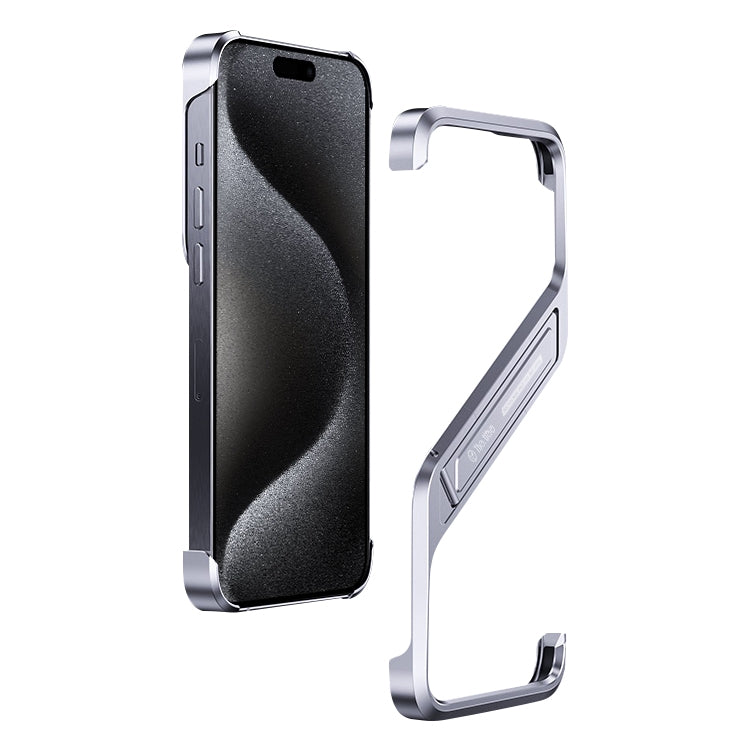 S-shaped Stand Frameless Metal Phone Case, For iPhone 16 Pro Max, For iPhone 16 Pro, For iPhone 16, For iPhone 15 Pro Max, For iPhone 15 Pro, For iPhone 15, For iPhone 14, For iPhone 14 Pro