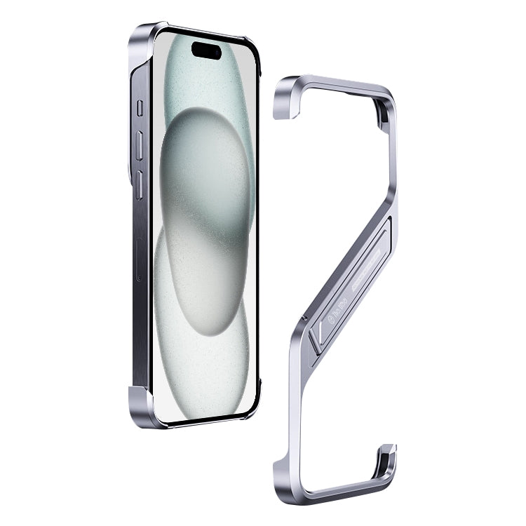S-shaped Stand Frameless Metal Phone Case, For iPhone 16 Pro Max, For iPhone 16 Pro, For iPhone 16, For iPhone 15 Pro Max, For iPhone 15 Pro, For iPhone 15, For iPhone 14, For iPhone 14 Pro
