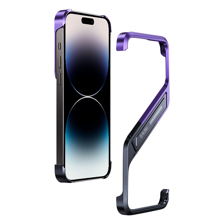 S-shaped Stand Frameless Metal Phone Case, For iPhone 14 Pro Max