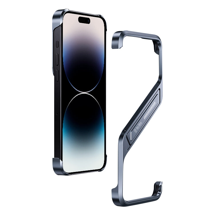 S-shaped Stand Frameless Metal Phone Case, For iPhone 14 Pro Max
