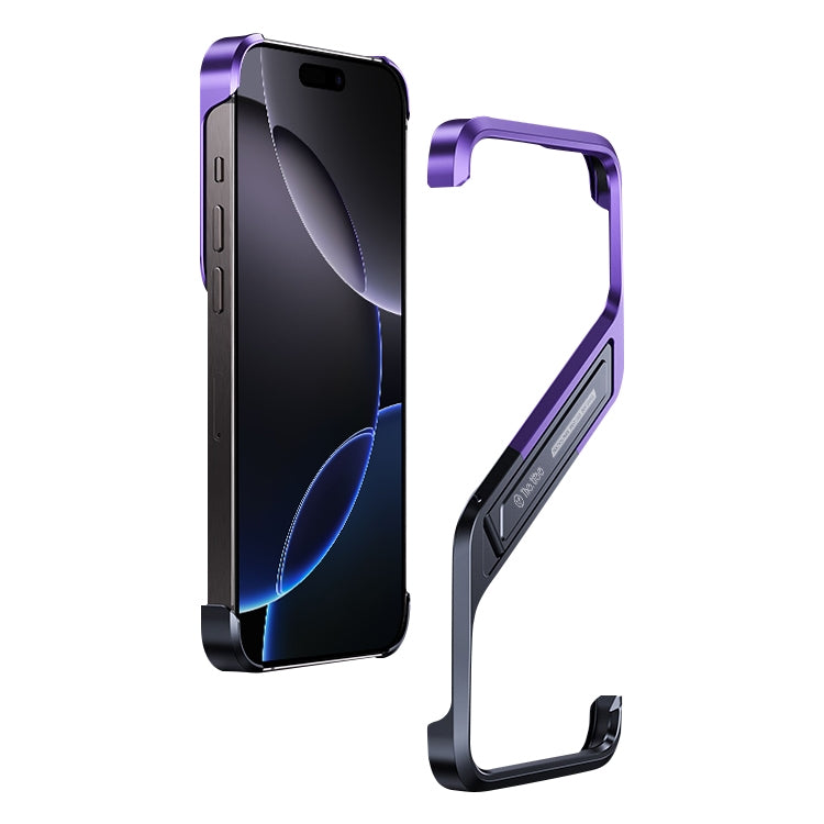 S-shaped Stand Frameless Metal Phone Case, For iPhone 16 Pro Max, For iPhone 16 Pro, For iPhone 16, For iPhone 15 Pro Max, For iPhone 15 Pro, For iPhone 15, For iPhone 14, For iPhone 14 Pro