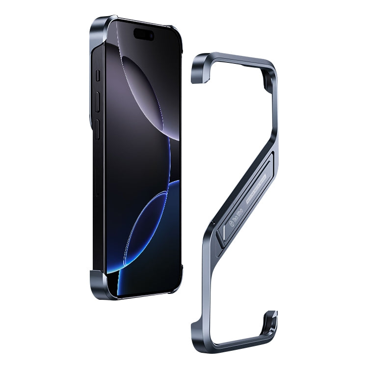 S-shaped Stand Frameless Metal Phone Case, For iPhone 16 Pro Max, For iPhone 16 Pro, For iPhone 16, For iPhone 15 Pro Max, For iPhone 15 Pro, For iPhone 15, For iPhone 14, For iPhone 14 Pro