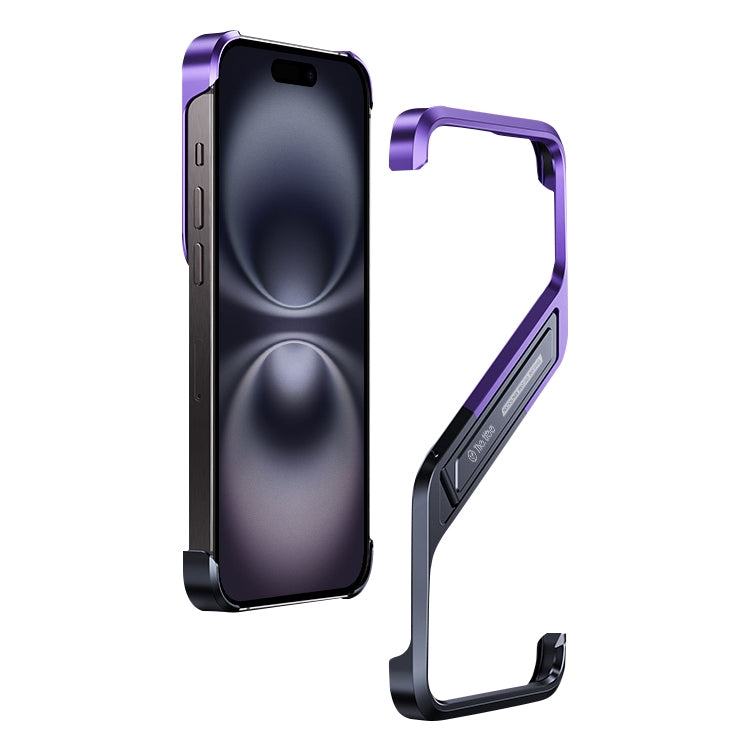 S-shaped Stand Frameless Metal Phone Case, For iPhone 16 Pro Max, For iPhone 16 Pro, For iPhone 16, For iPhone 15 Pro Max, For iPhone 15 Pro, For iPhone 15, For iPhone 14, For iPhone 14 Pro