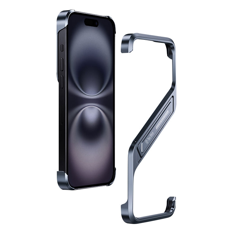 S-shaped Stand Frameless Metal Phone Case, For iPhone 16 Pro Max, For iPhone 16 Pro, For iPhone 16, For iPhone 15 Pro Max, For iPhone 15 Pro, For iPhone 15, For iPhone 14, For iPhone 14 Pro