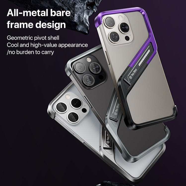 S-shaped Stand Frameless Metal Phone Case, For iPhone 16 Pro Max, For iPhone 16 Pro, For iPhone 16, For iPhone 15 Pro Max, For iPhone 15 Pro, For iPhone 15, For iPhone 14, For iPhone 14 Pro