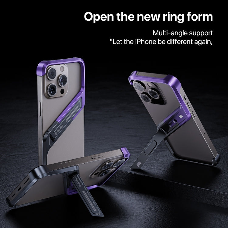 S-shaped Stand Frameless Metal Phone Case, For iPhone 14 Pro Max