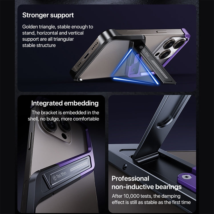 S-shaped Stand Frameless Metal Phone Case, For iPhone 14 Pro Max