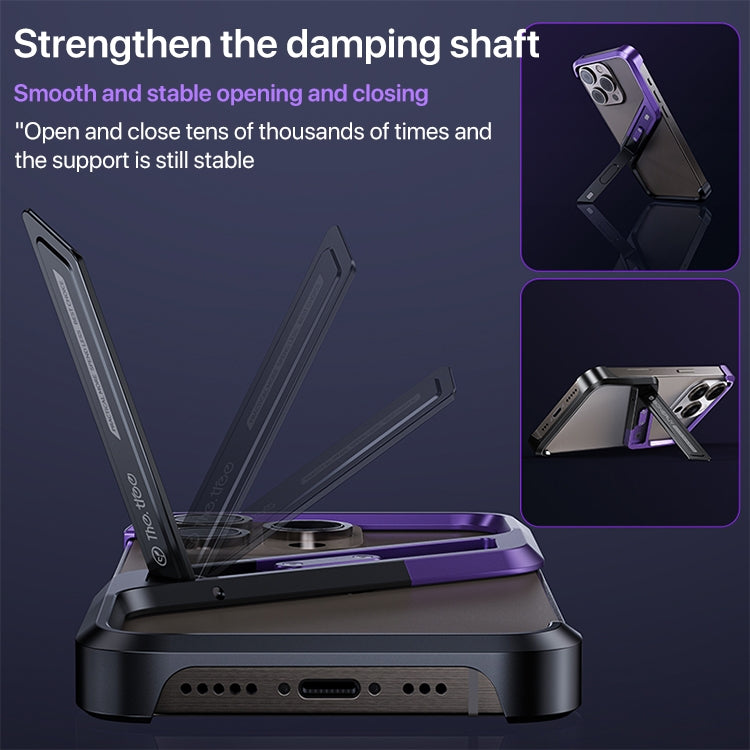 S-shaped Stand Frameless Metal Phone Case, For iPhone 14 Pro Max