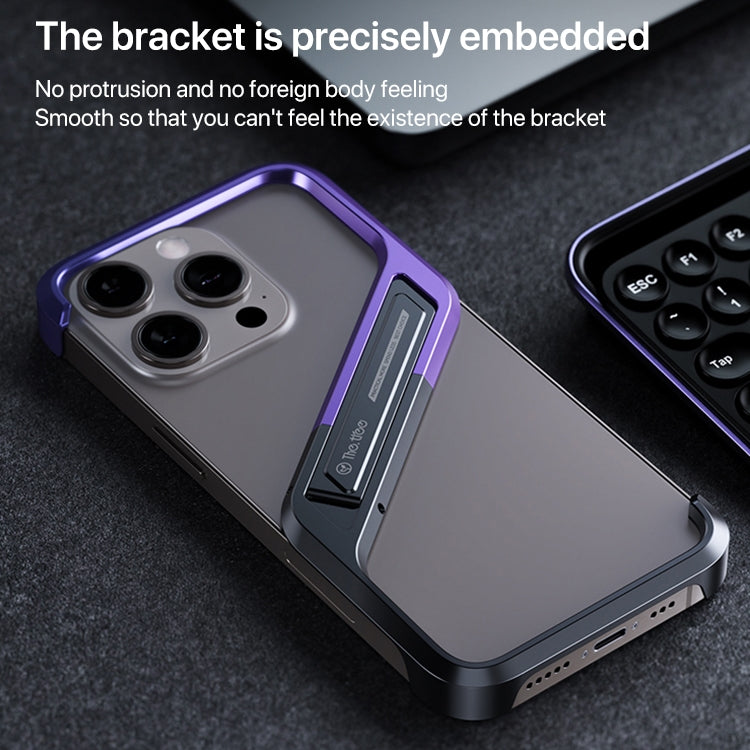 S-shaped Stand Frameless Metal Phone Case, For iPhone 14 Pro Max
