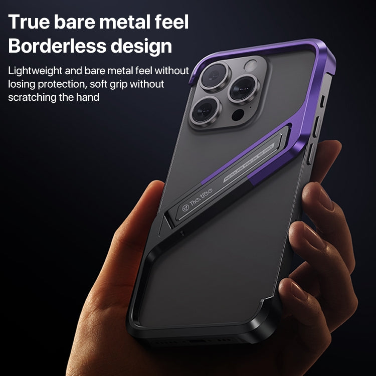 S-shaped Stand Frameless Metal Phone Case, For iPhone 14 Pro Max