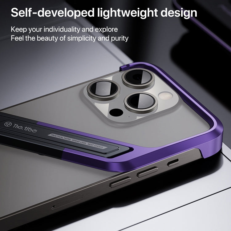 S-shaped Stand Frameless Metal Phone Case, For iPhone 14 Pro Max