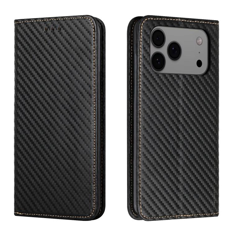 Carbon Fiber Texture Magnetic Flip Leather Phone Case, For iPhone 17e / 16e, For iPhone 17 Pro Max, For iPhone 17 Pro, For iPhone 17