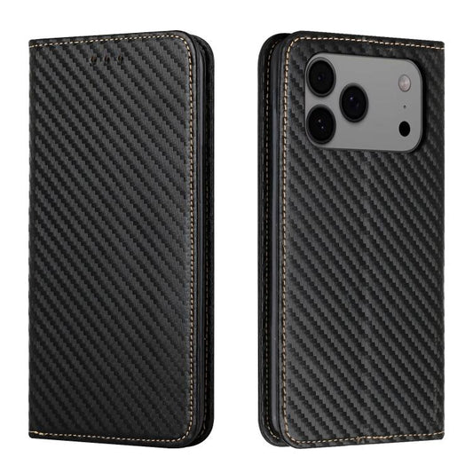 Carbon Fiber Texture Magnetic Flip Leather Phone Case, For iPhone 17e / 16e, For iPhone 17 Pro Max, For iPhone 17 Pro, For iPhone 17