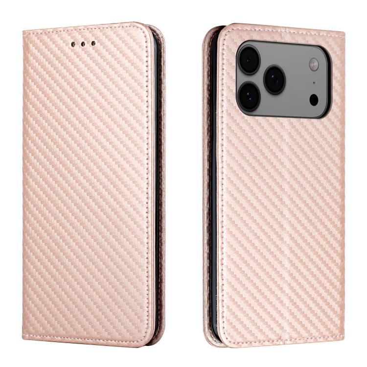 Carbon Fiber Texture Magnetic Flip Leather Phone Case, For iPhone 17e / 16e, For iPhone 17 Pro Max, For iPhone 17 Pro, For iPhone 17