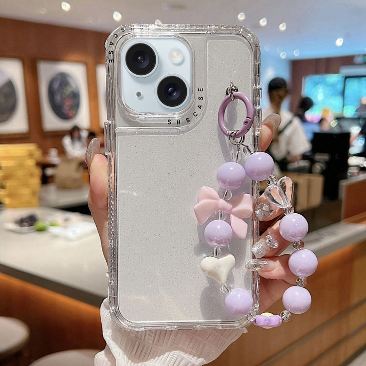 TPU + PC + Glitter Sequins Full Coverage Phone Case with Bracelet, For iPhone 15 Pro Max, For iPhone 15 Pro, For iPhone 15 Plus, For iPhone 15, For iPhone 14 Plus, For iPhone 14