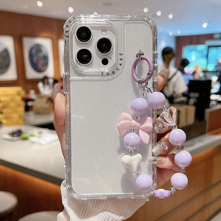 TPU + PC + Glitter Sequins Full Coverage Phone Case with Bracelet, For iPhone 15 Pro Max, For iPhone 15 Pro, For iPhone 15 Plus, For iPhone 15, For iPhone 14 Plus, For iPhone 14