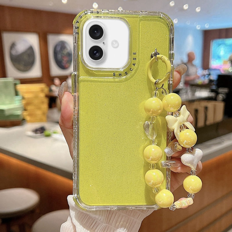 TPU + PC + Glitter Sequins Full Coverage Phone Case with Bracelet, For iPhone 17 Pro Max, For iPhone 17 Pro, For iPhone 16 Pro Max, For iPhone 16 Pro, For iPhone 16 Plus, For iPhone 16