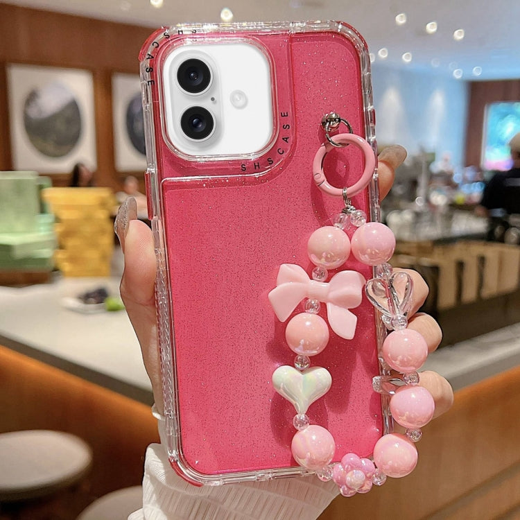 TPU + PC + Glitter Sequins Full Coverage Phone Case with Bracelet, For iPhone 17 Pro Max, For iPhone 17 Pro, For iPhone 16 Pro Max, For iPhone 16 Pro, For iPhone 16 Plus, For iPhone 16