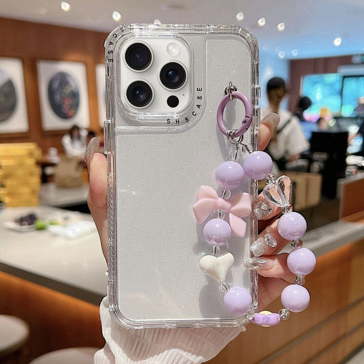 TPU + PC + Glitter Sequins Full Coverage Phone Case with Bracelet, For iPhone 17 Pro Max, For iPhone 17 Pro, For iPhone 16 Pro Max, For iPhone 16 Pro, For iPhone 16 Plus, For iPhone 16