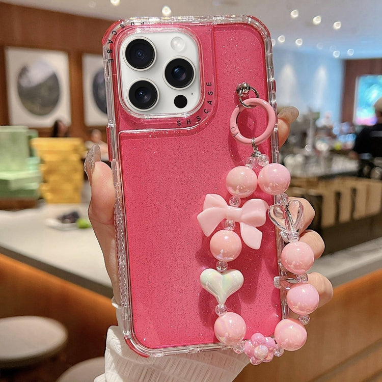 TPU + PC + Glitter Sequins Full Coverage Phone Case with Bracelet, For iPhone 17 Pro Max, For iPhone 17 Pro, For iPhone 16 Pro Max, For iPhone 16 Pro, For iPhone 16 Plus, For iPhone 16