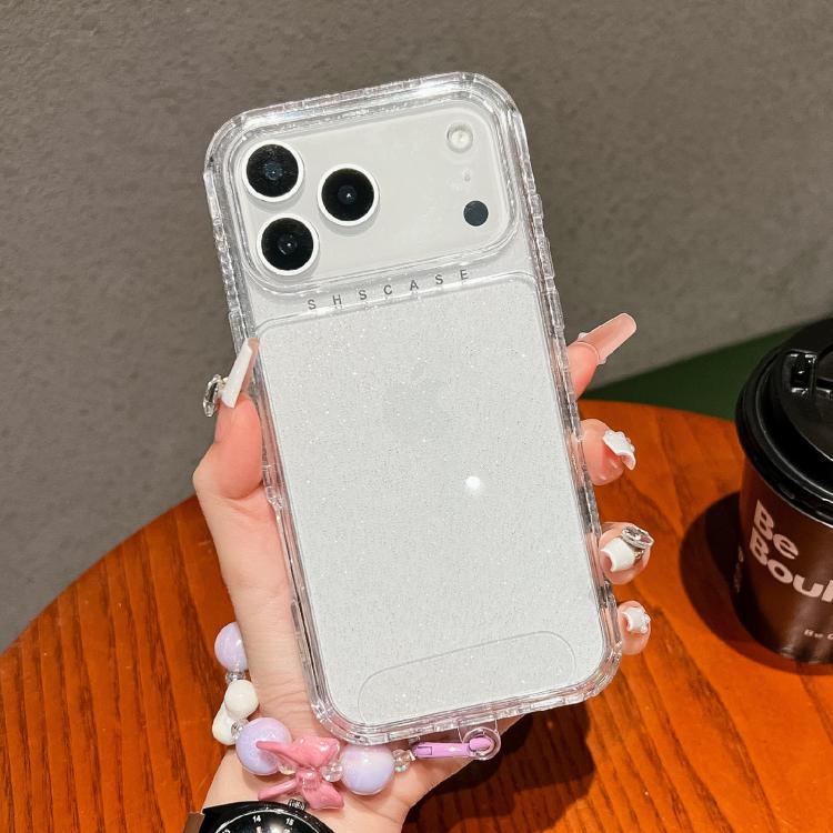 TPU + PC + Glitter Sequins Full Coverage Phone Case with Bracelet, For iPhone 17 Pro Max, For iPhone 17 Pro, For iPhone 16 Pro Max, For iPhone 16 Pro, For iPhone 16 Plus, For iPhone 16
