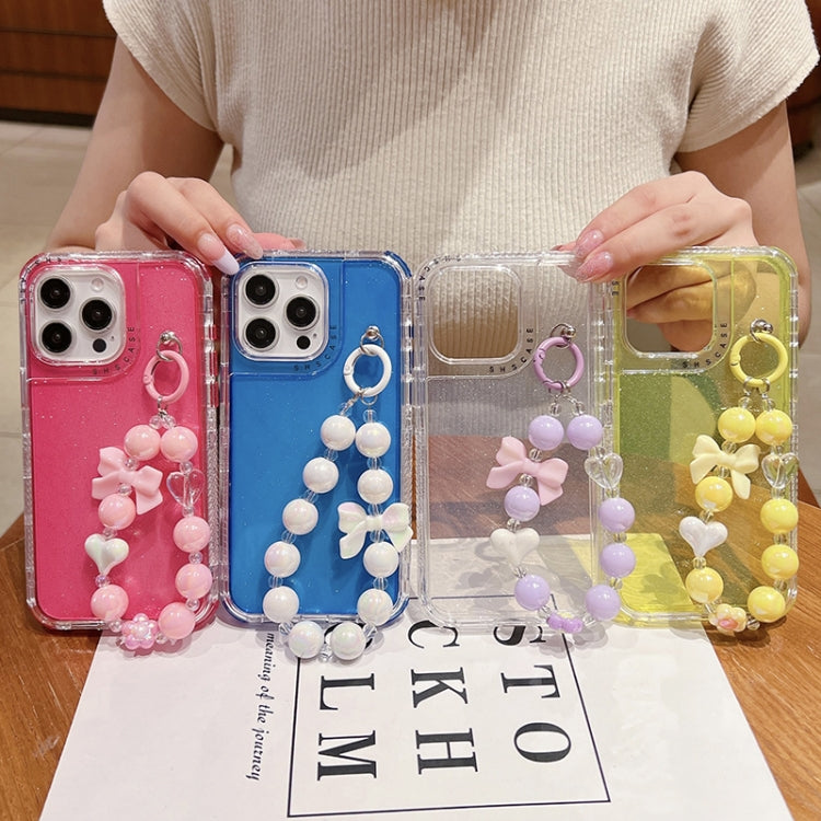 TPU + PC + Glitter Sequins Full Coverage Phone Case with Bracelet, For iPhone 17 Pro Max, For iPhone 17 Pro, For iPhone 16 Pro Max, For iPhone 16 Pro, For iPhone 16 Plus, For iPhone 16