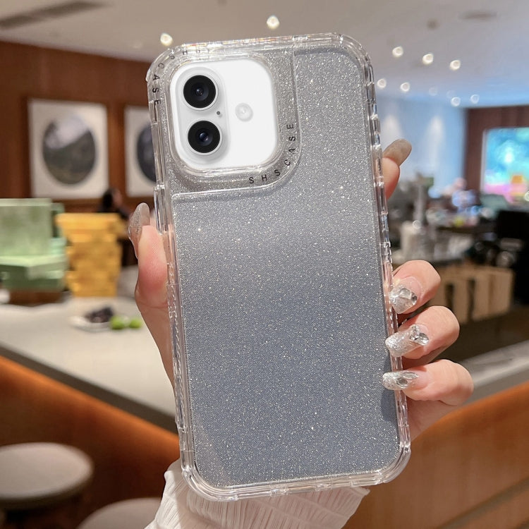 TPU + PC + Glitter Paper Full Coverage Phone Case, For iPhone 16 Pro Max, For iPhone 16 Pro, For iPhone 16 Plus, For iPhone 16
