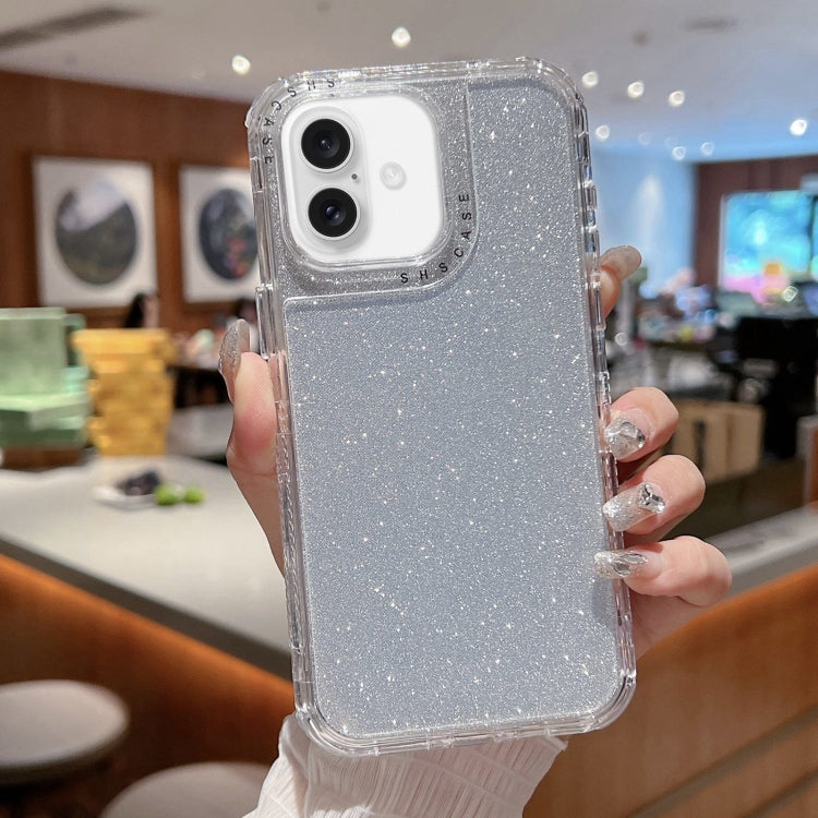 TPU + PC + Glitter Paper Full Coverage Phone Case, For iPhone 16 Pro Max, For iPhone 16 Pro, For iPhone 16 Plus, For iPhone 16