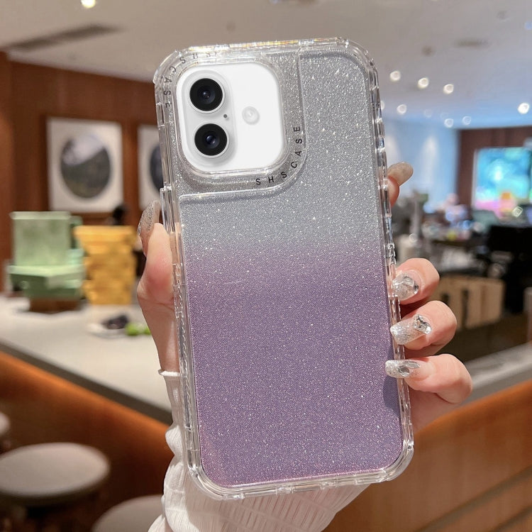 TPU + PC + Glitter Paper Full Coverage Phone Case, For iPhone 16 Pro Max, For iPhone 16 Pro, For iPhone 16 Plus, For iPhone 16
