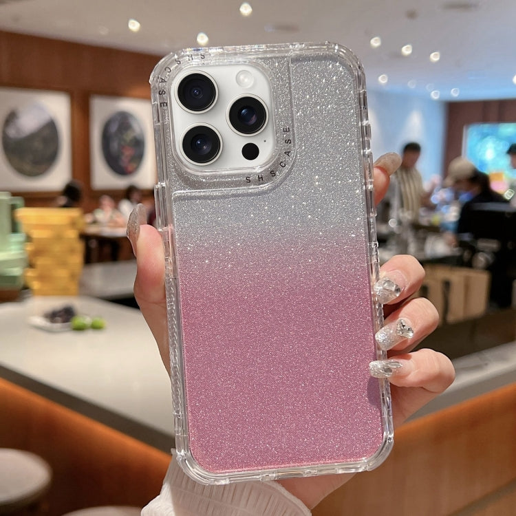 TPU + PC + Glitter Paper Full Coverage Phone Case, For iPhone 16 Pro Max, For iPhone 16 Pro, For iPhone 16 Plus, For iPhone 16
