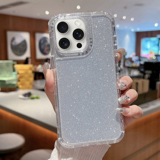 TPU + PC + Glitter Paper Full Coverage Phone Case, For iPhone 16 Pro Max, For iPhone 16 Pro, For iPhone 16 Plus, For iPhone 16