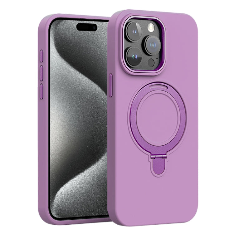 Liquid Silicone MagSafe Metal Ring Holder Phone Case, For iPhone 15 Pro Max, For iPhone 15 Pro, For iPhone 15 Plus