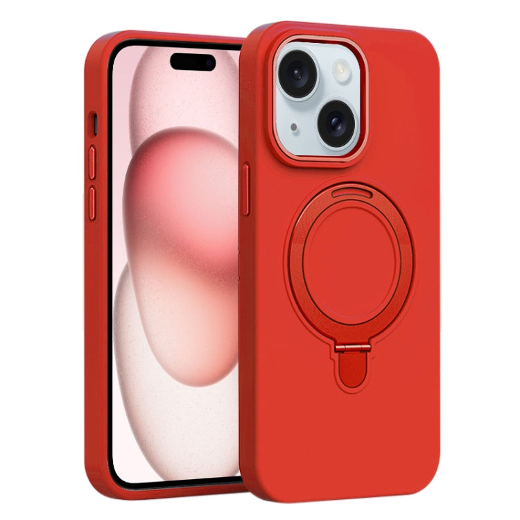 Liquid Silicone MagSafe Metal Ring Holder Phone Case, For iPhone 15 Pro Max, For iPhone 15 Pro, For iPhone 15 Plus