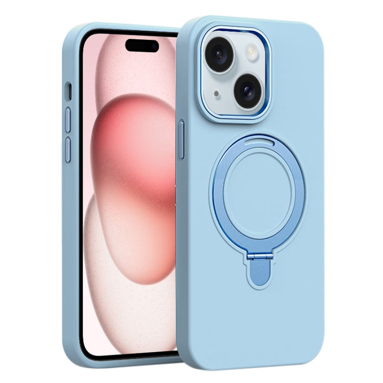Liquid Silicone MagSafe Metal Ring Holder Phone Case, For iPhone 15 Pro Max, For iPhone 15 Pro, For iPhone 15 Plus