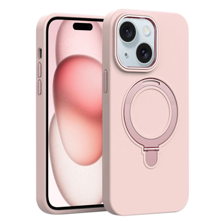 Liquid Silicone MagSafe Metal Ring Holder Phone Case, For iPhone 15, For iPhone 14 Plus, For iPhone 14