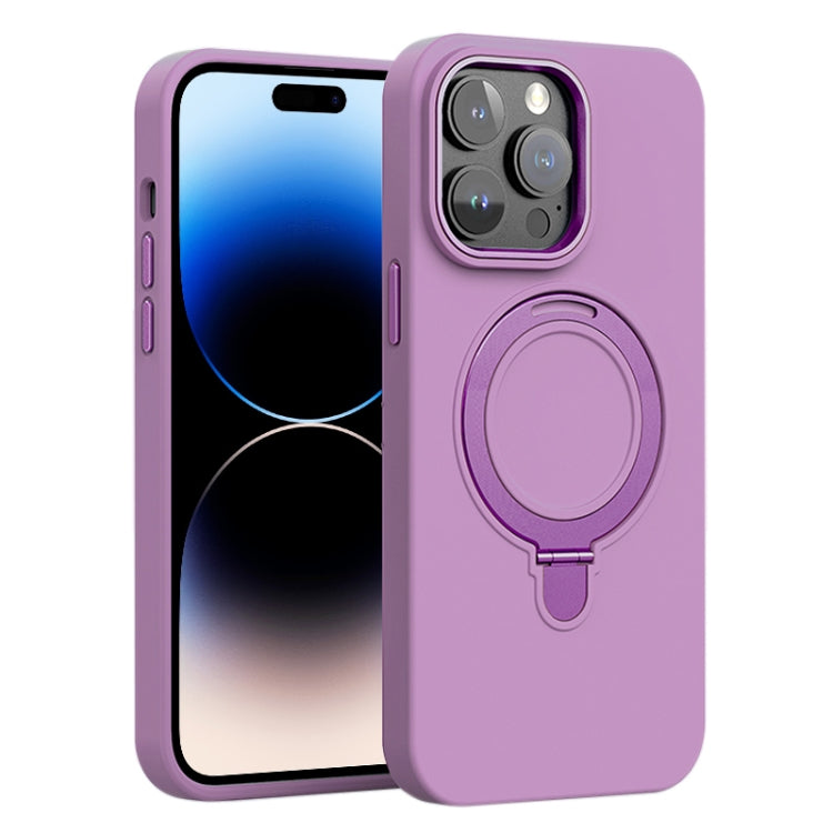 Liquid Silicone MagSafe Metal Ring Holder Phone Case, For iPhone 14 Pro, For iPhone 14 Pro Max, For iPhone 13 Pro Max