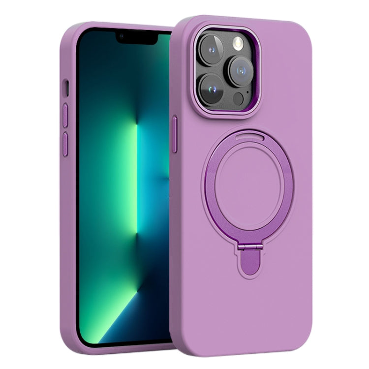 Liquid Silicone MagSafe Metal Ring Holder Phone Case, For iPhone 14 Pro, For iPhone 14 Pro Max, For iPhone 13 Pro Max