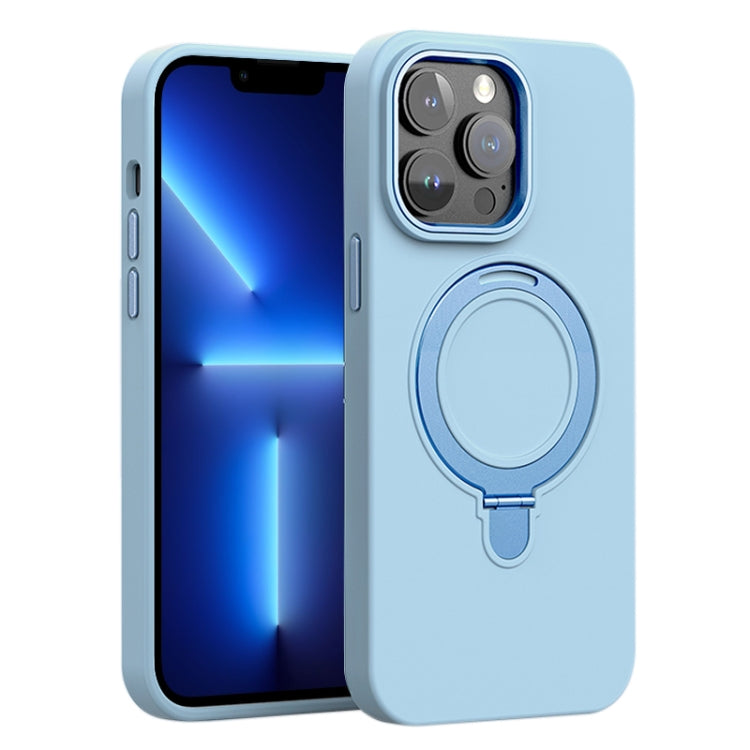 Liquid Silicone MagSafe Metal Ring Holder Phone Case, For iPhone 13 Pro, For iPhone 13, For iPhone 12