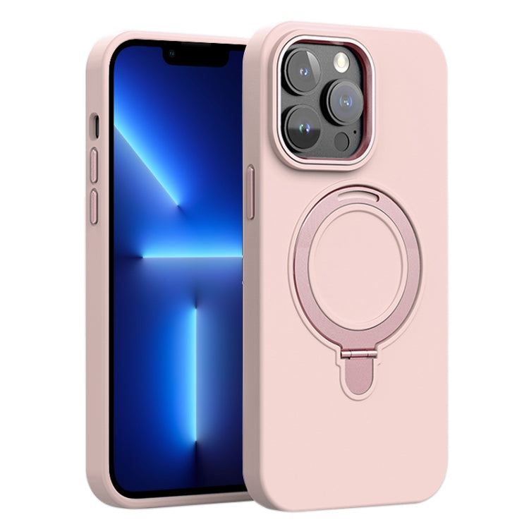Liquid Silicone MagSafe Metal Ring Holder Phone Case, For iPhone 13 Pro, For iPhone 13, For iPhone 12